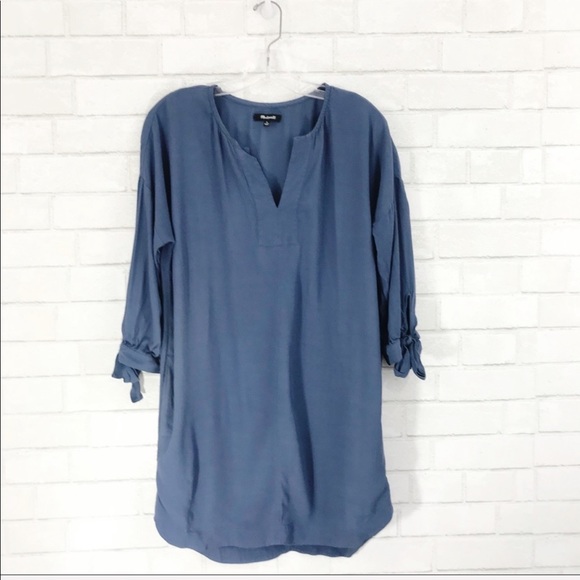 Madewell Dresses & Skirts - Madewell blue Du Jour tie sleeve crepe dress